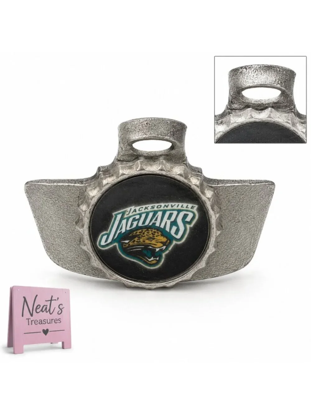 JACKSONVILLE JAGUARS Black Silver Metal Wall Mount NFL Pub Bar Bottle Cap Opener